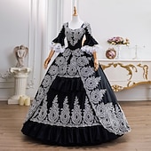 preiswerte Kleider-Vintage Rokoko Renaissance Maxi Kleid Normal Ein Hauch Prinzessin Braut Plissiert Gerüscht Prinzessin Rundhals Kostüm Damen Halloween Karneval Maskerade Leistung Party Halloween Erwachsene Ganzjahres