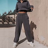 abordables Chándales-Mujer Tracksuit Sudadera Ropa Deportiva Otoño Manga Larga Mantiene abrigado Resistente al Viento Suave Gimnasio Rutina de ejercicio Deportes Ropa de deporte Ropa de Deporte Color sólido Albaricoque