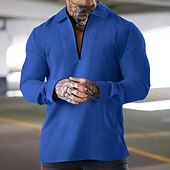 economico Felpe di base-Per uomo Felpa con zip Nero Bianco Blu Cachi Grigio chiaro Bavero Semplice Con zip Zip a un quarto Casuale Quotidiano Ferie Streetwear Cool Designer Primavera &amp; Autunno Abbigliamento Felpe con