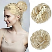 cheap Chignons-Messy Bun Hair Piece Wavy Claw Clip Messy Bun Hair Clip Synthetic Fake Buns Hairs Extensions Soft hairs buns Hairpieces for Women Daily Wear