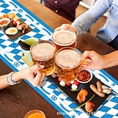 economico Forniture per eventi e feste-Confezione da 5 tovaglie Oktoberfest blu &amp;Tovaglie a quadretti bianchi per forniture per la festa del tè dell&#039;Oktoberfest, tovaglia rettangolare in plastica per campeggio, picnic, matrimonio, festa di
