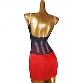 olcso Latin tánc ruházat-Latin tánc Ruha Rojt Kristályok / Strasszok Női Teljesítmény Hétköznapi viselet Ujjatlan Spandex