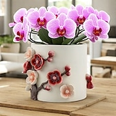 voordelige Vazen &amp; mandjes-Chinese vier heren hars bloempot met pruimenbloesemreliëf, grote verdikte plantenbak, decoratieve vaas met brede mond voor binnen- en buitentuin