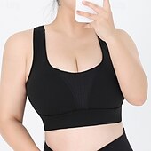 levne Sportovní podprsenky a tílka-Dámské Jóga podprsenka Sportovní tílko Pilates podprsenka Spodní prádlo Vysoké podpěry Prodyšné savé Bezdrátový Síťka Plná / Jednobarevná Sport Sportovní oděvy Černá Světlá růžová Tělocvična Pilates