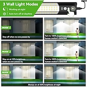 voordelige Wandverlichting buiten-316led buitenzonnestraatverlichting met 3 meter kabel, led split landschap patio tuinverlichting met afstandsbediening, camping buitenzonneschijnwerper, zonne-energie, USB-oplaadbaar, 1 stuk