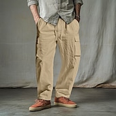 baratos Clássico-Homens Calças Cargo Calças Calção Calça verão Calças de praia Com Cordão Cintura elástica Bolso multi Côr Sólida Tecido Conforto Respirável Comprimento total Ao ar livre Diário Feriado Férias Moda