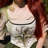 olcso Fűzők-Retró Középkori Reneszánsz Fűző Prsluk Bustier Hímzett Női Kelta Fantasy Mindszentek napja Farsang Álarcos mulatság Parti Alkalmi / Napi LARP Felnőttek Fűző