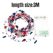 economico Striscie luci a batteria-1 Pz Luce Decorativa a Stringa con 30 LED 3M Patriottica per il 4 Luglio Giorno dell'Indipendenza 250° Anniversario Giorno della Memoria Stringa di Luci Decorativa a Stelle Rosse Bianche e Blu Tema