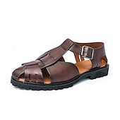 billige Kjole sandaler-Gull- og svarte metalliske sandaler for menn – stilige gladiatorsandaler med moderne spennedesign, perfekte for uformelle utendørsarrangementer