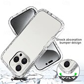 abordables Carcasas iPhone-teléfono Funda Para Apple AirTag iPhone 16 Pro Max Plus iPhone 15 14 Pro Max Plus iPhone 13 Pro Max Funda Trasera Transparente Antigolpes TPU ordenador personal