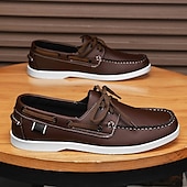 economico Casuale-scarpe da barca da uomo bicolore nere e bianche con design classico allacciato, comode ed eleganti, ideali per gite in spiaggia, abbigliamento casual ed eventi estivi
