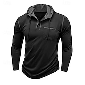 cheap Men&#039;s Casual T-shirts-Men&#039;s Tee Top Long Sleeve Shirt Long Sleeve Hooded Summer All Seasons Solid Color Daily Casual Street Style Hooded Outdoor Street Causal Light Blue White Black Top Tee for Men