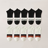 cheap Men&#039;s Socks-Men&#039;s 10 Pairs Multi Packs Socks Crew Socks Running Socks Casual Socks Black White Color Color Block Vacation Sports &amp; Outdoor Daily Basic Medium Spring Fall Fashion Casual