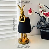 preiswerte Nachttischlampe-Moderne Tischlampe im Hasen-Stil aus der Mitte des Jahrhunderts mit Leinenschirm, USB-betrieben, dekorative Schreibtischlampe, goldenes Finish, sanfte Umgebungsbeleuchtung für Wohnzimmer, Schlafzimmer