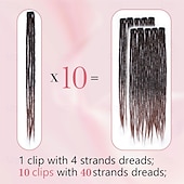 abordables Crocheter les cheveux-Extensions de cheveux à clipser pour dreadlocks de 24 pouces, 10 clips, 40 brins, synthétiques, faites à la main, souples, pour femmes, 1b/30