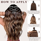 abordables Clip dans les extensions-Extensions de cheveux bouclés à clipser 4 pièces postiches synthétiques épais et longs ondulés avec double trame en fibre pour cheveux de femme tête complète