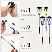 baratos Luzes e lanternas de caminho-10/20 peças de luzes solares LED para áreas externas, luzes de aço inoxidável com interruptor automático de mudança de cor, adequadas para jardim, entrada de garagem, gramado, natal, dia das bruxas,