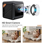 זול מצלמות רשת IP פנימיות-מצלמת מיני 1080p HD 140 צג WiFi מרחוק צג תינוק חיות מחמד מצלמת סוללה מובנית ראיית לילה אבטחת בית חכם האפליקציה תומכת בסוללה מקסימלית של 256 גרם וטעינה מלאה של 600 מיליאמפר/שעה עם זמן עבודה