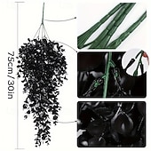 economico Corone di Halloween e Decorazioni Floreali-2/4 mazzi di piante artificiali di Halloween, foglie di eucalipto finte, finte piante verdi in plastica per esterni, per pareti, casa, stanza, patio, interni, mensole, ufficio, decorazioni