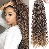 abordables Crocheter les cheveux-Extensions de cheveux synthétiques bouclés pré-bouclés de 18 pouces pour femmes noires - boucles gogo/boucles de plage/océan/eau/ondes profondes au crochet, 8 paquets de cheveux synthétiques sans