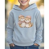 billiga Pojkens 3D-djur-Pojkar 3D Djur Huvtröja Långärmad Vår Höst Mode Streetwear Barn 4-12 år Huva Utomhus Ledigt Dagligen Normal