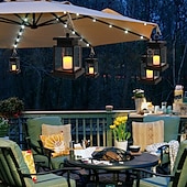 economico Illuminazione vialetto-Lanterne solari da esterno impermeabili da giardino, appese, con fiamma tremolante, a LED, senza candele, luci ad energia solare per decorazioni da giardino, tavolo, ombrellone da patio.
