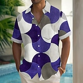 voordelige Geometrisch patroon-Voor heren Geometrisch Kleurblokkering Overhemd Zomer overhemd Overhemd met knopen Korte mouw Mode-casual Buiten Vakantie Dagelijks gebruik Zomer Lente Strijkijzer 3D-afdrukken shirts met kraag