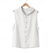 preiswerte Fitness Tank-Tops-Herren Tank Top Weste Unterhemd Ärmelloses Shirt Ärmellos Mit Kapuze Sommer Einfach Mode Designer Basic Knöpfe Urlaub Straße Ausgehen Schwarz Weiß Gelb Top T-Shirt für Herren