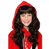 economico Parrucche dei personaggi dei film-Parrucca da Cappuccetto Rosso per bambini, parrucche per feste di Halloween e cosplay
