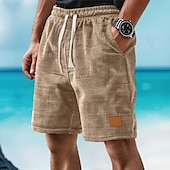 baratos Shorts de moletom-Homens Calções Waffle Shorts de moletom Calção Bermudas Shorts de praia Bolsos Com Cordão Cintura elástica Tecido Conforto Esportes Comprimento do joelho Ao ar livre Diário Férias Estilo Clássico