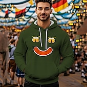 levne Mikiny s kapucí-Pivo Oktoberfest Kapuce Tisk Přední kapsa Grafika Pro Pánské Dospělé Karneval Pivo Oktoberfest Horká ražba Dovolená Párty