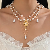 billige Halskjeder-Anheng Halskjede Perle Dame Elegant Luksus dusk Dusk Bryllup Dråper Halskjeder Til Bryllup Fest Valentinsdag