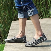economico Slip-ons e mocassini da uomo-Mocassini da uomo in denim blu con bordo sfrangiato, scarpe casual leggere slip-on per le uscite del fine settimana, le passeggiate estive e il comfort quotidiano