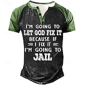 cheap Funny Words-Men&#039;s Color Block Letter T Shirt Henley Shirt Graphic Tee Short Sleeve 3D Print Vintage Designer Basic Outdoor Daily Sports Summer Black Blue Purple Green Henley Henley T-Shirt