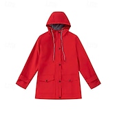 abordables veste active-Femmes Veste à Capuche Vestes de pluie imperméables Manteaux de pluie Imperméable Chaud Fermeture éclair Avec Poches Mode Occasionnel Uni Tenue quotidienne Week-end Fermeture éclair Long À capuche