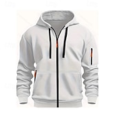 preiswerte Basic-Hoodies für Herren-Herren Kapuzensweatshirt Schwarz Weiß Wein Armeegrün Rote Mit Kapuze Einfach Reißverschluss Farbblock Sport &amp; Outdoor Lässig Täglich Polyester Cool Lässig sportlich Frühling &amp; Herbst Bekleidung