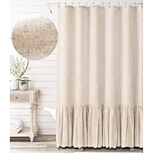 economico Tende doccia-Tenda da Doccia Rustica Raffa Boho Testurizzata Lavabile in Lavatrice per Bagno
