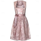 levne Dirndl-Oktoberfest Šaty Zástěra Dámské šaty Služka Bavorský němčina Mnichov Louky Dámské Párty Pivní festival Tradiční Styl Tkanina Bez halenky