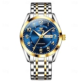 cheap Quartz Watches-OLEVS 3666 Luxury Man Watch Stainless Steel Waterproof Dual Calendar Classic Large Digital Dial Original Quartz Watches