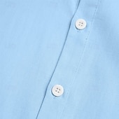 cheap Classic-Men&#039;s Shirt Linen Shirt Summer Shirt Beach Wear Button Up Shirt Plain Vacation Daily Black White Pink Blue Long Sleeve Collar Summer Spring Clothing Apparel Plain