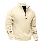 abordables Sudaderas Básicas_-Hombre Sudadera Sudadera con un cuarto de cremallera Albaricoque Negro Blanco Vino Rojo Media cremallera Plano Deporte Diario Festivos Poliéster Ropa de calle Básico Casual Primavera Otoño Ropa