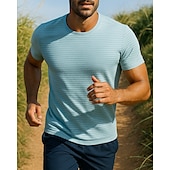 Χαμηλού Κόστους T-shirts και αμάνικα μπλουζάκια για τρέξιμο-Ανδρικά Τρέξιμο Top Tricou de Alergat Κοντομάνικο Μπλουζάκι Αναπνέει Γρήγορο Στέγνωμα Ελαφρύ Ελαστικό Τέννις Γκολφ Τρέξιμο ΑΘΛΗΤΙΚΑ ΡΟΥΧΑ Ρούχα Γυμναστικής Ριγέ Μαύρο Λευκό Θαλασσί