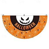 baratos tapeçarias de parede de halloween-Bandeira de fã de Halloween, bandeirinhas, bandeira para áreas externas, para pendurar em cercas de quintal de Halloween, bandeira de abóbora assustadora, decoração de mesa, decoração de quarto de outono, decoração estética de festa de aniversário de Hall