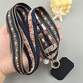 baratos Cordões de telefone e pulseiras-Cordão para celular estilo vintage estampado em jacquard bordado, estilo longo, transversal, para viagem ao ar livre, compras, pendurado no pescoço, resistente e durável, moderno