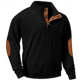 abordables Sudaderas Básicas_-Hombre Sudadera Albaricoque Negro Verde Ejército Marrón Gris Claro Cuello Mao Bloque de color Retazos Bolsillo Con Texturas Deporte Diario Festivos Poliéster Pana Ropa de calle Básico Casual