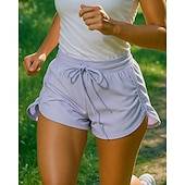 baratos Calções de corrida-Mulheres Shorts de Corrida Shorts franzidos Cintura elástica Com Cordão Calção Desportos e Ar livre Casual Secagem Rápida Leve Respirável Tênis Golfe Corrida Normal Roupa de esporte Roupas Esportivas