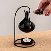billige nattbordslampe-1 stk. svart hengende komfyr - kreativ aromaterapi eterisk olje &amp;voksvarmer med blank overflate uten strømbehov for interiør, stearinlyslampe for avslapning, lysestake, elegant lampe, kunstnerisk