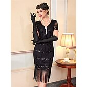 levne Šaty-Retro Řvoucí 20s 20. léta 20. století Bubenové šaty Šaty Úbory Velký Gatsby Svatební host Flitry Třásně Maškarní kostým Dámské Vánoce předvečer Všech svatých Karneval Párty a večer Svatební hostina
