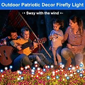 Недорогие Ландшафтные огни-2 шт. патриотичных 12 головок солнечных светильников с огнями светлячков водонепроницаемых для Дня независимости 4 июля 250-й юбилей День памяти сад газон дорожка вечеринки патриотическая атмосфера