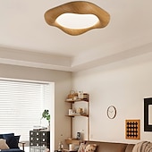 baratos Luzes de teto reguláveis-Luminária de teto moderna de meados do século para quarto principal, com textura de madeira retrô nipo-americana